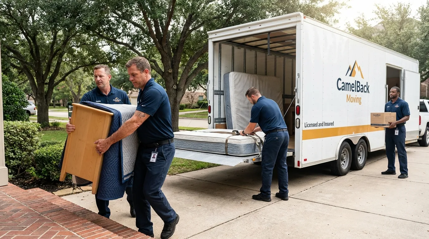 Crew loading residential truck for cross-state move from Colquitt, GA