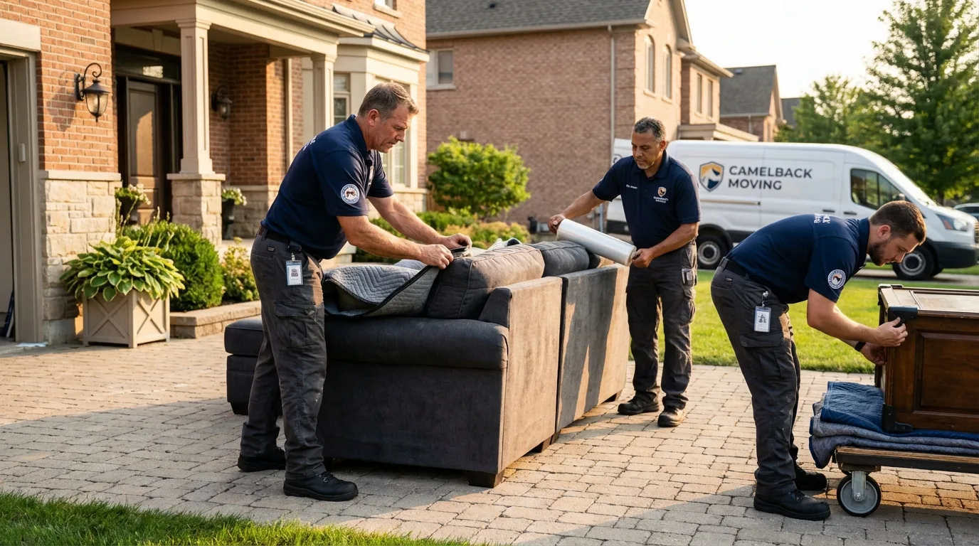 Large estate moving crew wrapping furniture in Colquitt, GA