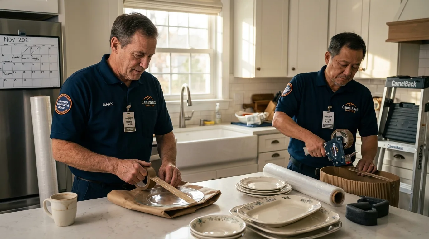 Professional crew packing kitchen dishware in Colquitt, GA